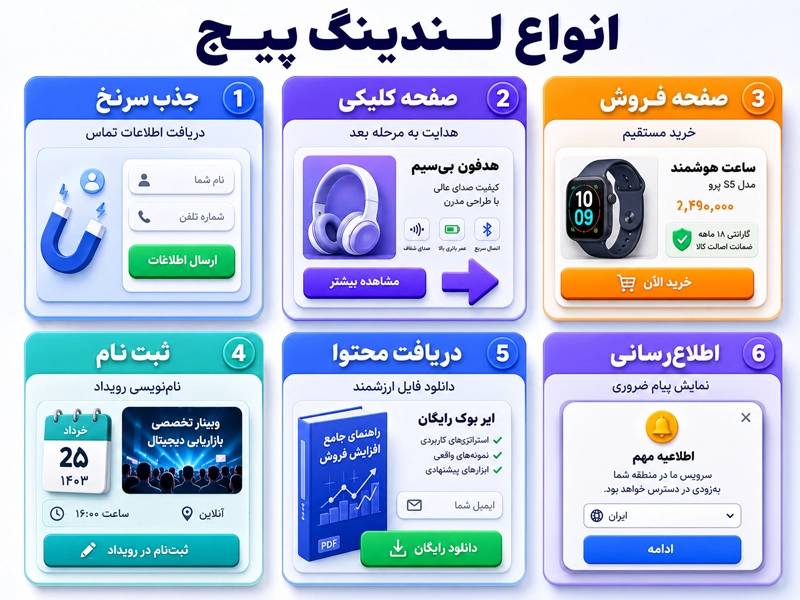 انواع landing page